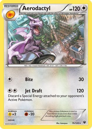 Aerodactyl 076/124  - Reverse Holofoil XY  Fates Collide - Rare