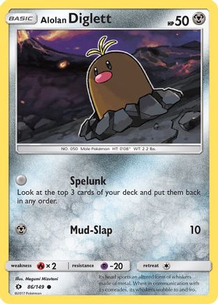 Alolan Diglett 086/149  SM Base Set - Common
