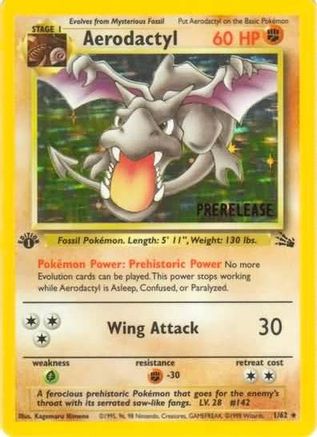 Aerodactyl (Prerelease) 001/62  - 1st Edition Holofoil WoTC Promo - Promo