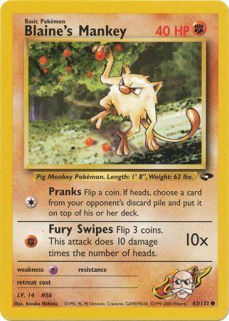 Blaine's Mankey 063/132  - Unlimited Gym Challenge - Common