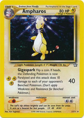 Ampharos 001/111  - Unlimited Holofoil Neo Genesis - Holo Rare