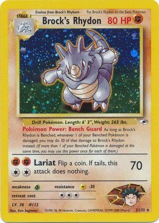 Brock's Rhydon 002/132  - Unlimited Holofoil Gym Heroes - Holo Rare