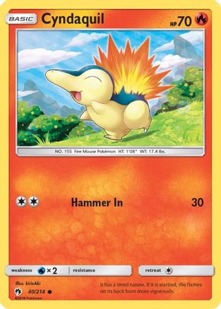 Cyndaquil (40) 040/214  - Reverse Holofoil SM  Lost Thunder - Common
