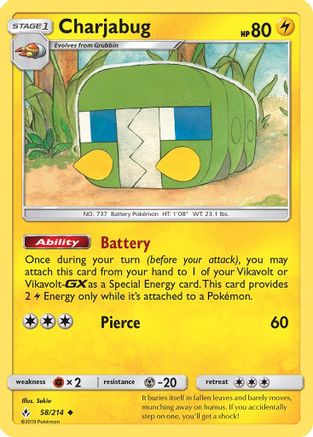 Charjabug 058/214  - Reverse Holofoil SM  Unbroken Bonds - Uncommon