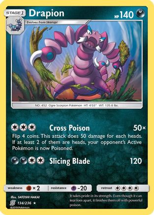 Drapion 134  - Reverse Holofoil SM  Unified Minds - Rare