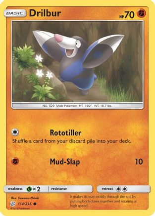 Drilbur 114/236  - Reverse Holofoil SM  Cosmic Eclipse - Common