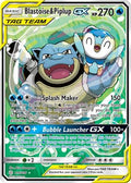 Blastoise & Piplup GX (Alternate Full Art) 215/236  - Holofoil SM  Cosmic Eclipse - Ultra Rare