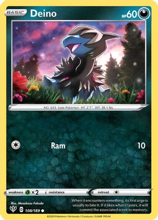 Deino 108/189  SWSH03 Darkness Ablaze - Common