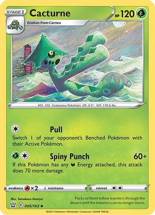 Cacturne 005/163  - Reverse Holofoil SWSH05 Battle Styles - Uncommon