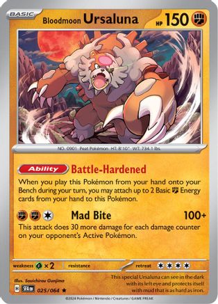 Bloodmoon Ursaluna 025/064  - Reverse Holofoil SV Shrouded Fable - Rare