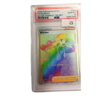 Pokemon Worker #209 - Secret SWSH Silver Tempest PSA 10 image 0