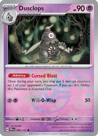 Dusclops (Master Ball Pattern) 036/131  - Holofoil SV Prismatic Evolutions - Common