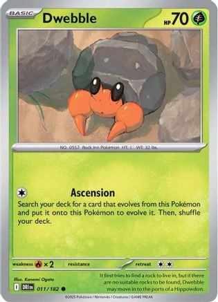 Dwebble 011/182  - Reverse Holofoil SV10 Destined Rivals - Common