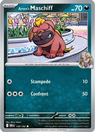 Arven's Maschiff 138/182  - Reverse Holofoil SV10 Destined Rivals - Common
