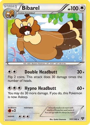 Bibarel 107  - Reverse Holofoil XY Base Set - Rare