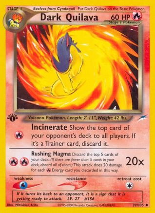 Dark Quilava 039/105  - 1st Edition Neo Destiny - Uncommon