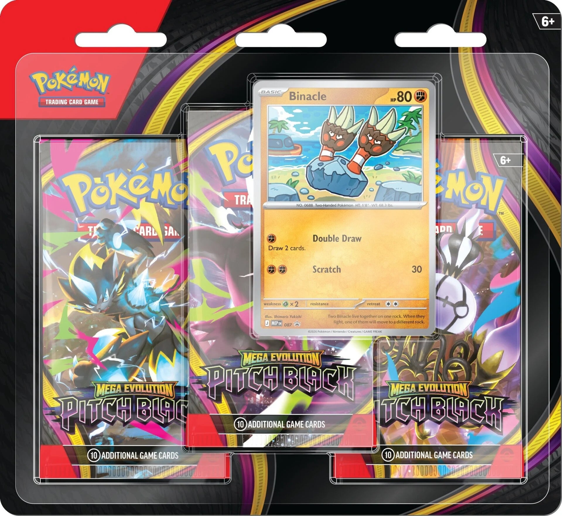 Pokemon Pitch Black 3 Pack Blister: Binacle